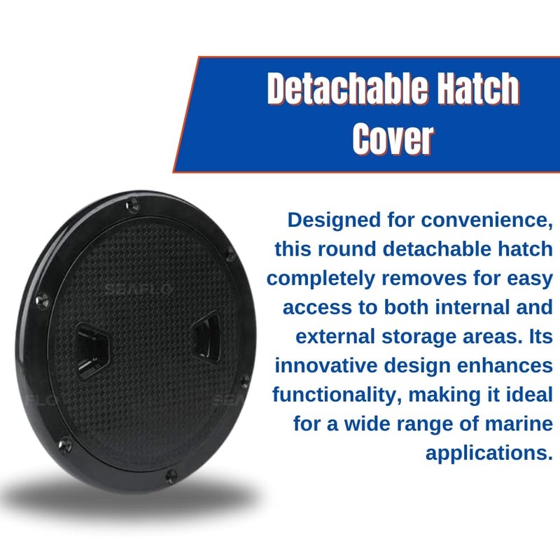 SEAFLO 4" - 8" Black Circular Non Slip Inspection Hatch w/Detachable Cover (8") - Image 5
